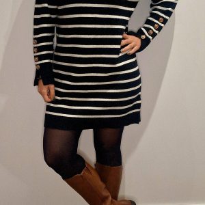 Robe marinière à boutons manchette