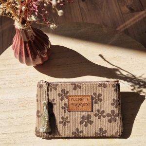 Pochette marron flowers