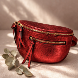 Sac banane métallisé rouge